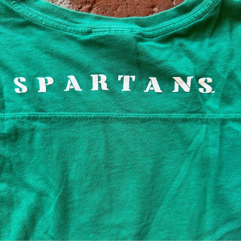 Michigan Stage Spartans Green and White Fitted Women's Medium Tshirt Collegiate - Picture 10 of 11